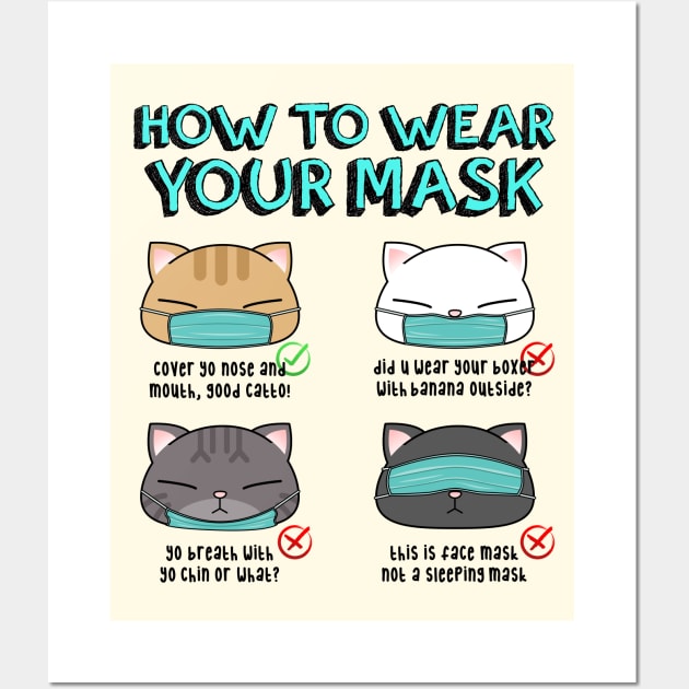 How to Wear Your Mask by Chubby Cat Wall Art by Takeda_Art